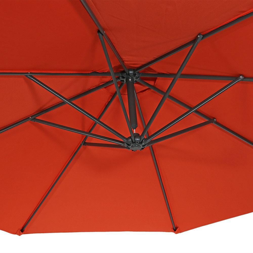 Ultimate Patio 10 Ft. Octagonal Patio Cantilever Umbrella W/ Crank - Burnt Orange Canopy Underside thumbnail