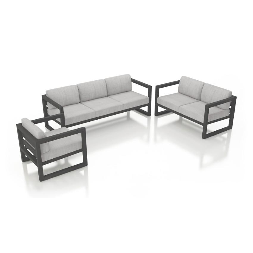 Misty Cove 3 Piece Seating Set in Slate w/Sofa & Cast Silver Cushions by Lakeview - White Background thumbnail