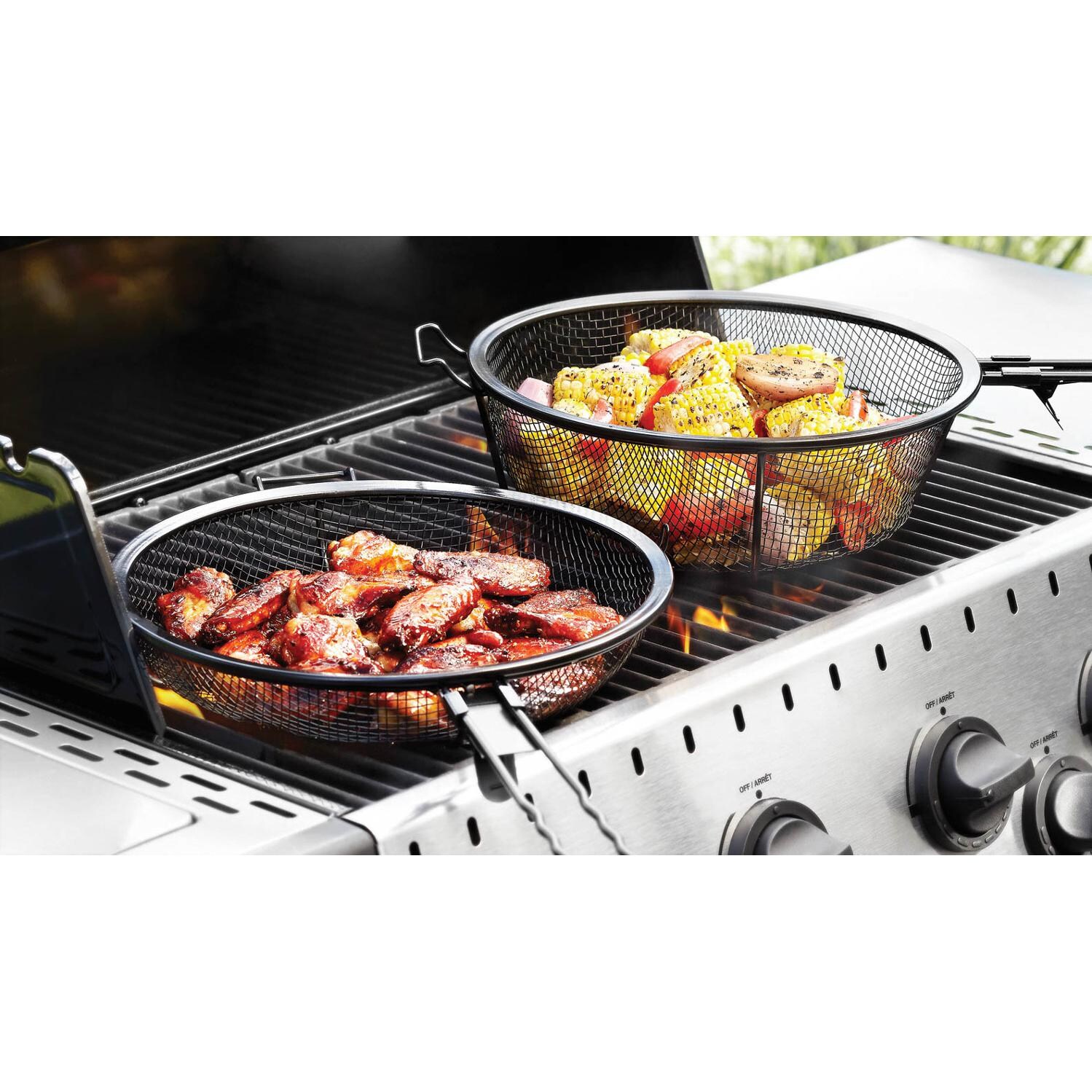 Jumbo Non-Stick 3-In-1 Chef's Grill Basket And Skillet - In Use As Skillet & Basket thumbnail