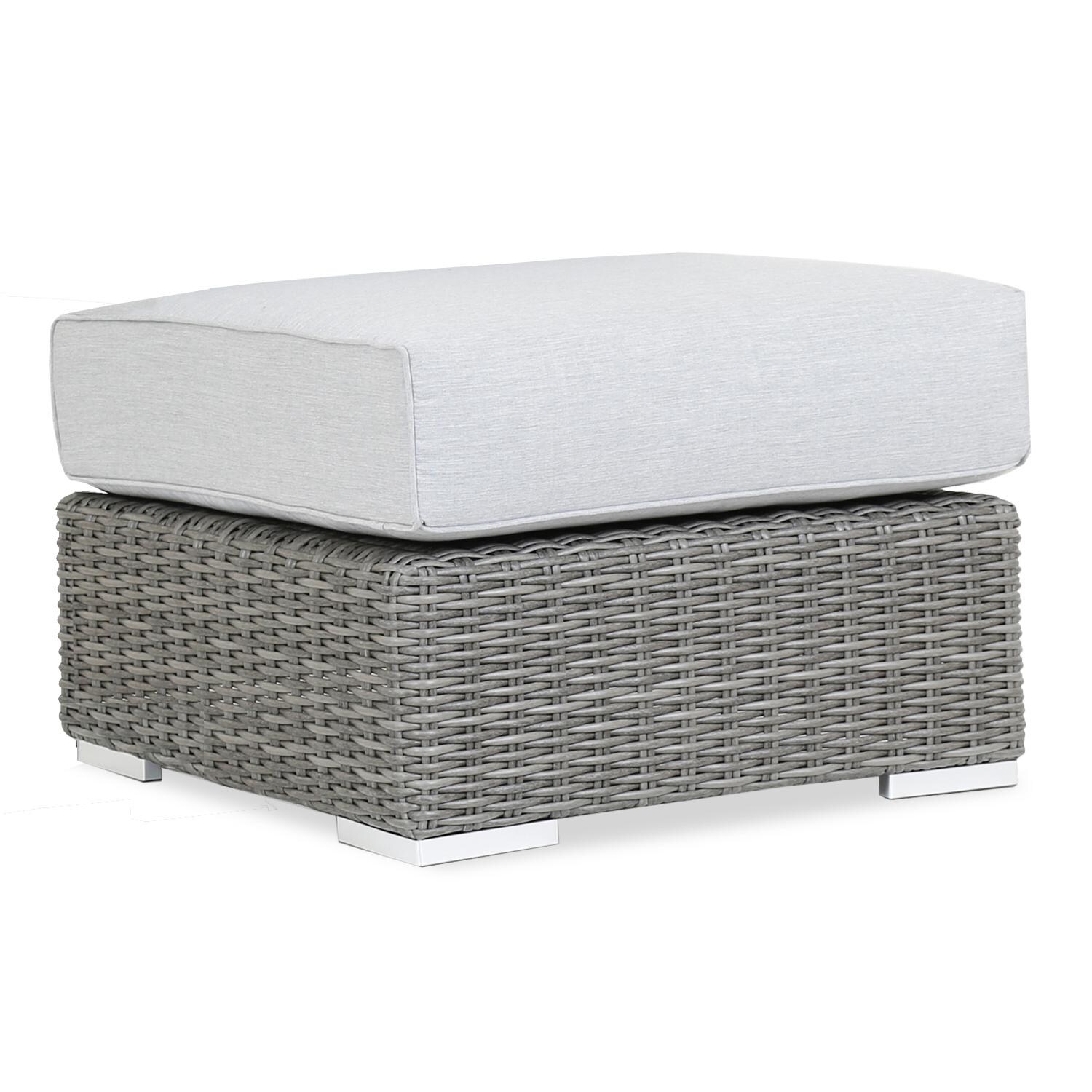 Emerald II Wicker Patio Ottoman W/ Sunbrella Canvas Granite Cushion By Sunset West image