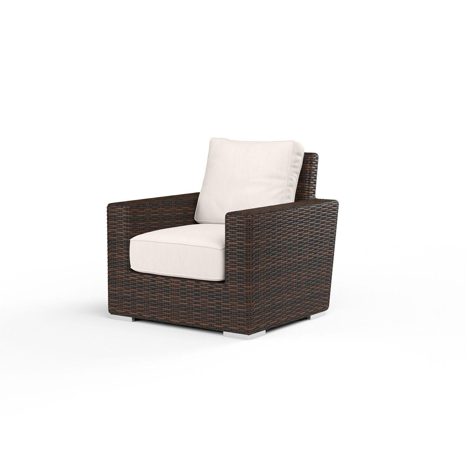 Montecito Wicker Patio Club Chair in Canvas Natural w/ Self Welt By Sunset West - Display - White Background thumbnail