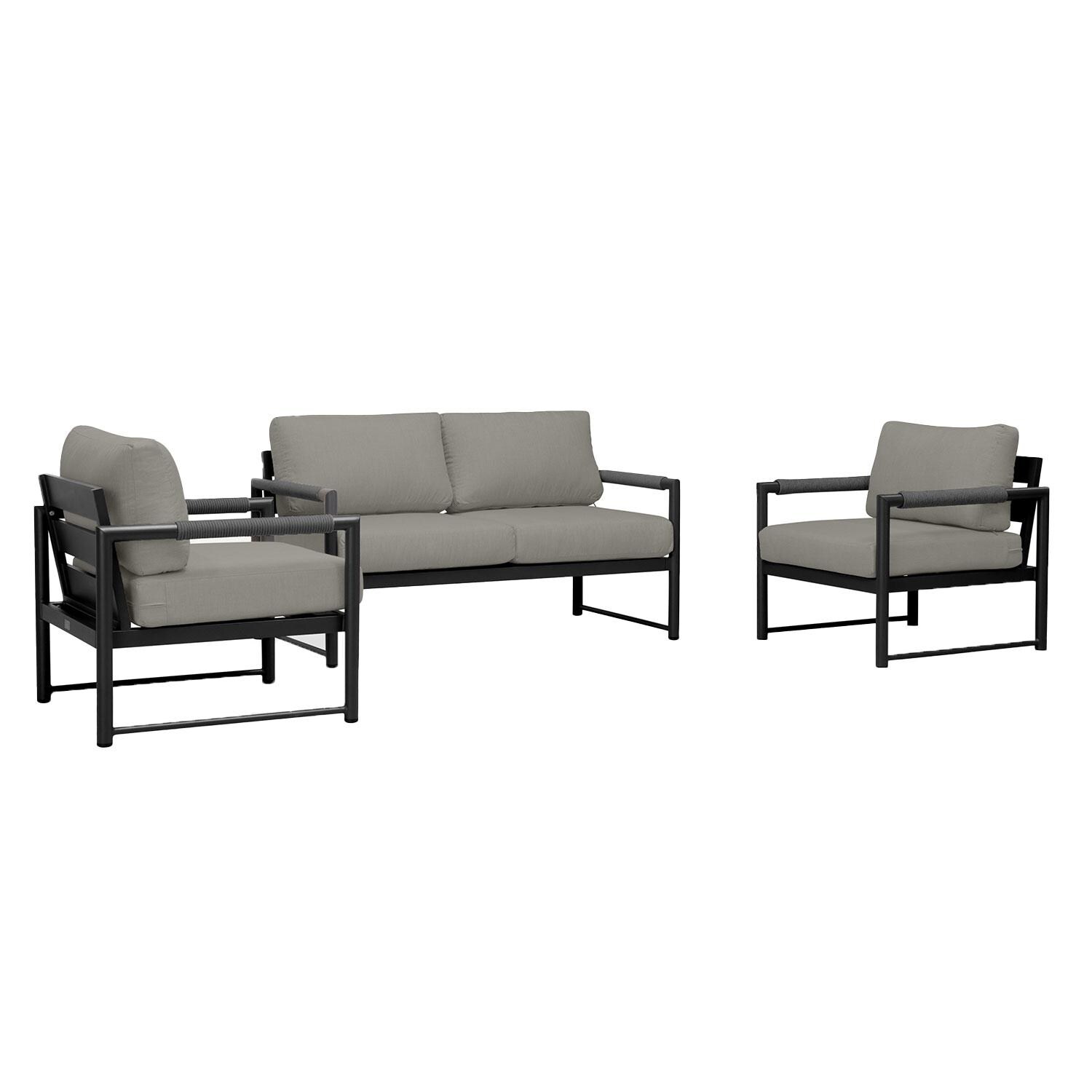 Lakeview AVEBAY-BK-CO-SET120-CC Avenue Bay Black/Carbon 3 Pc Loveseat Set - Canvas Charcoal - Angled - White Background thumbnail