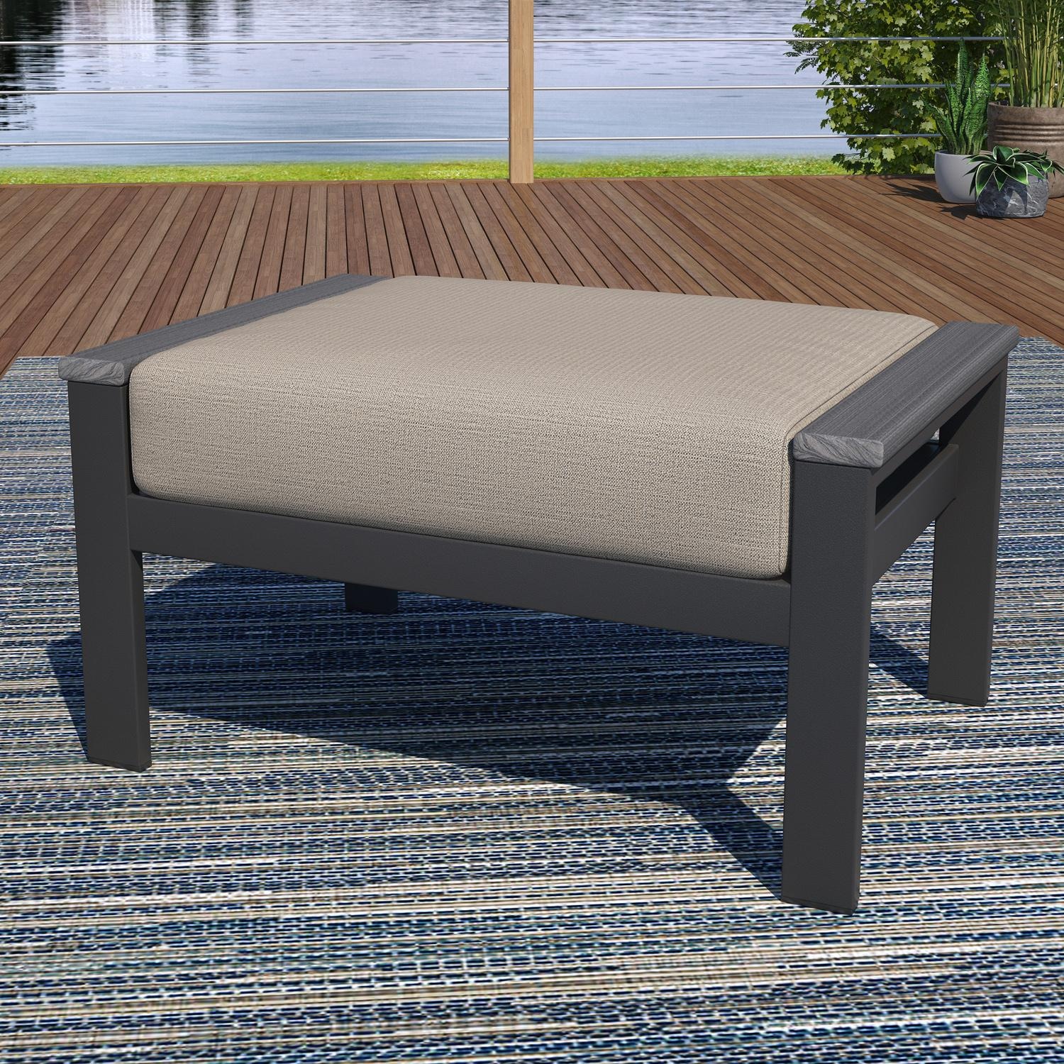 Lakeview NC6400TANGSLAT-11PC-EA Oasis Bay 11 Pc Aluminum Seating Set w/ Slat Side Panels in Gray/Echo Ash - Ottoman - Lifestyle thumbnail