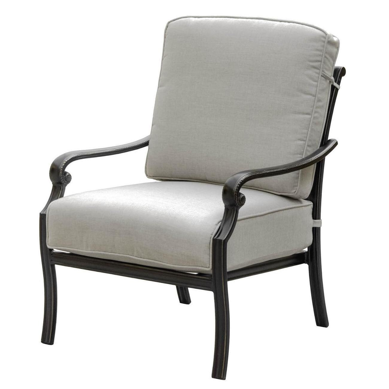 Du Monde Cast Aluminum Outdoor Club Chair W/ Sunbrella Cast Silver Cushions thumbnail