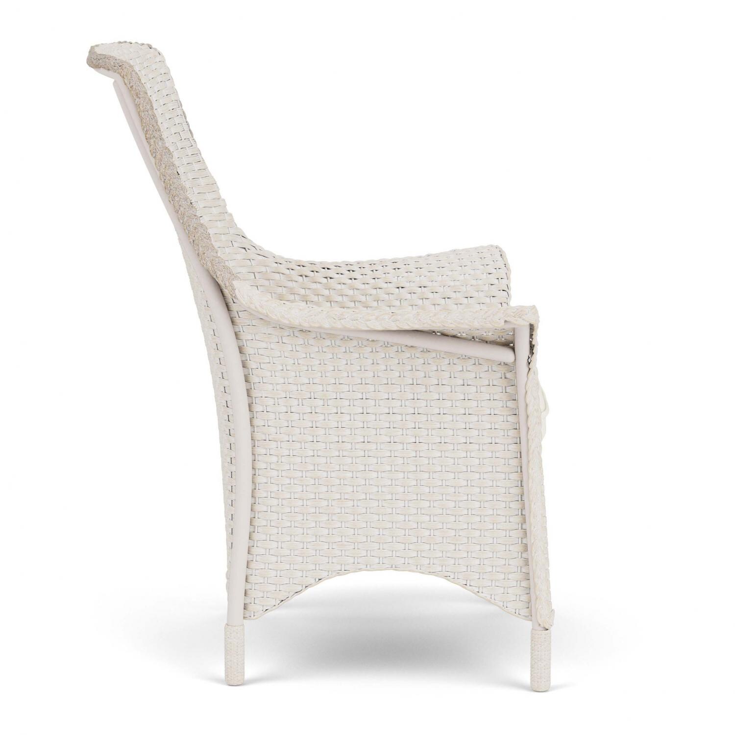Lloyd Flanders Mandalay Dining Armchair In Antique White Finish With Sailcloth Salt Fabric - Side thumbnail