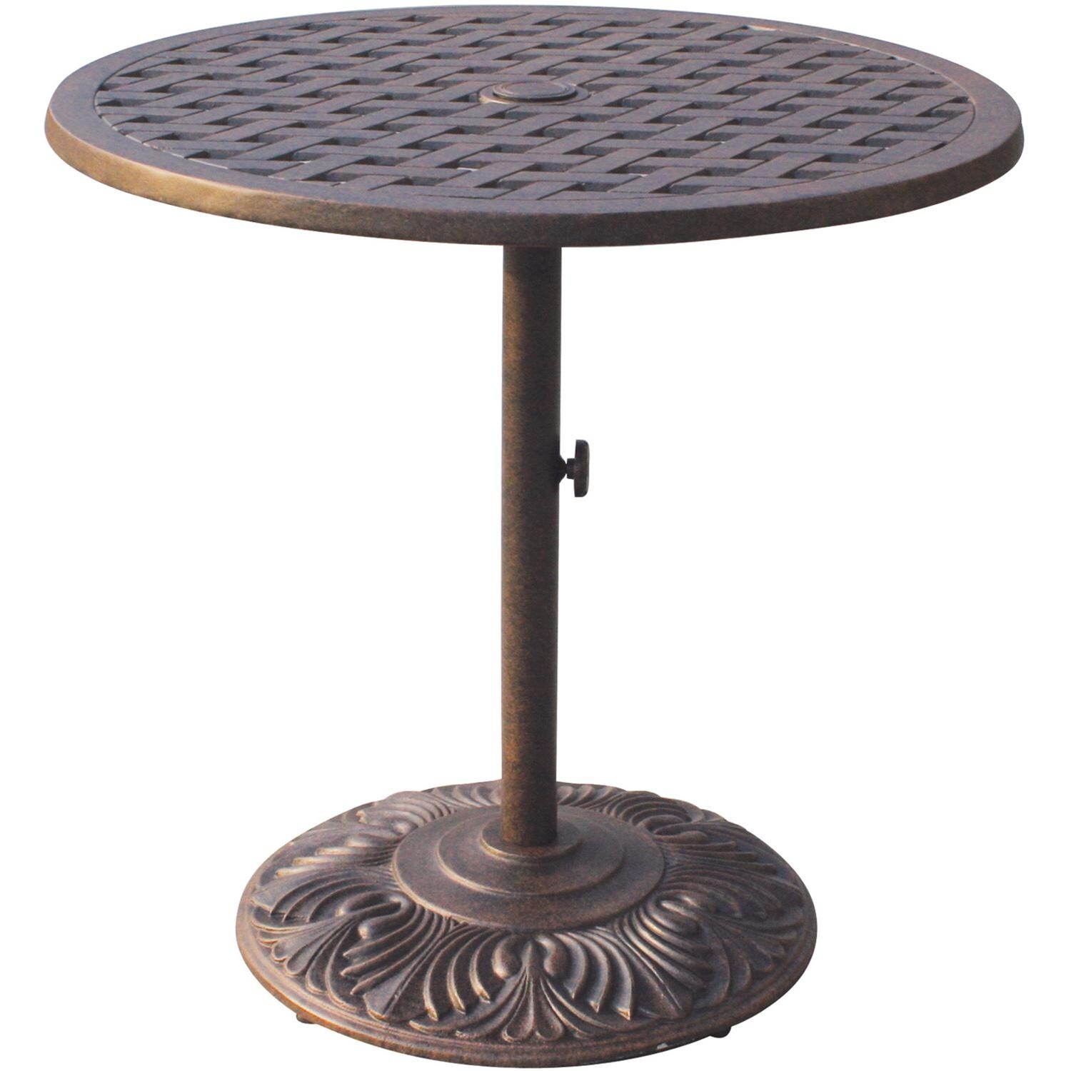 Darlee Elisabeth 3 Pc Cast Aluminum Counter Height Bar Set w/ 30 Inch Round Series 30 Table in Antique Bronze/Beige - Table - White Background thumbnail