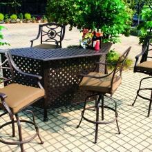 Darlee Ten Star 5 Piece Cast Aluminum Patio Party Bar Set With Swivel Bar Stool image