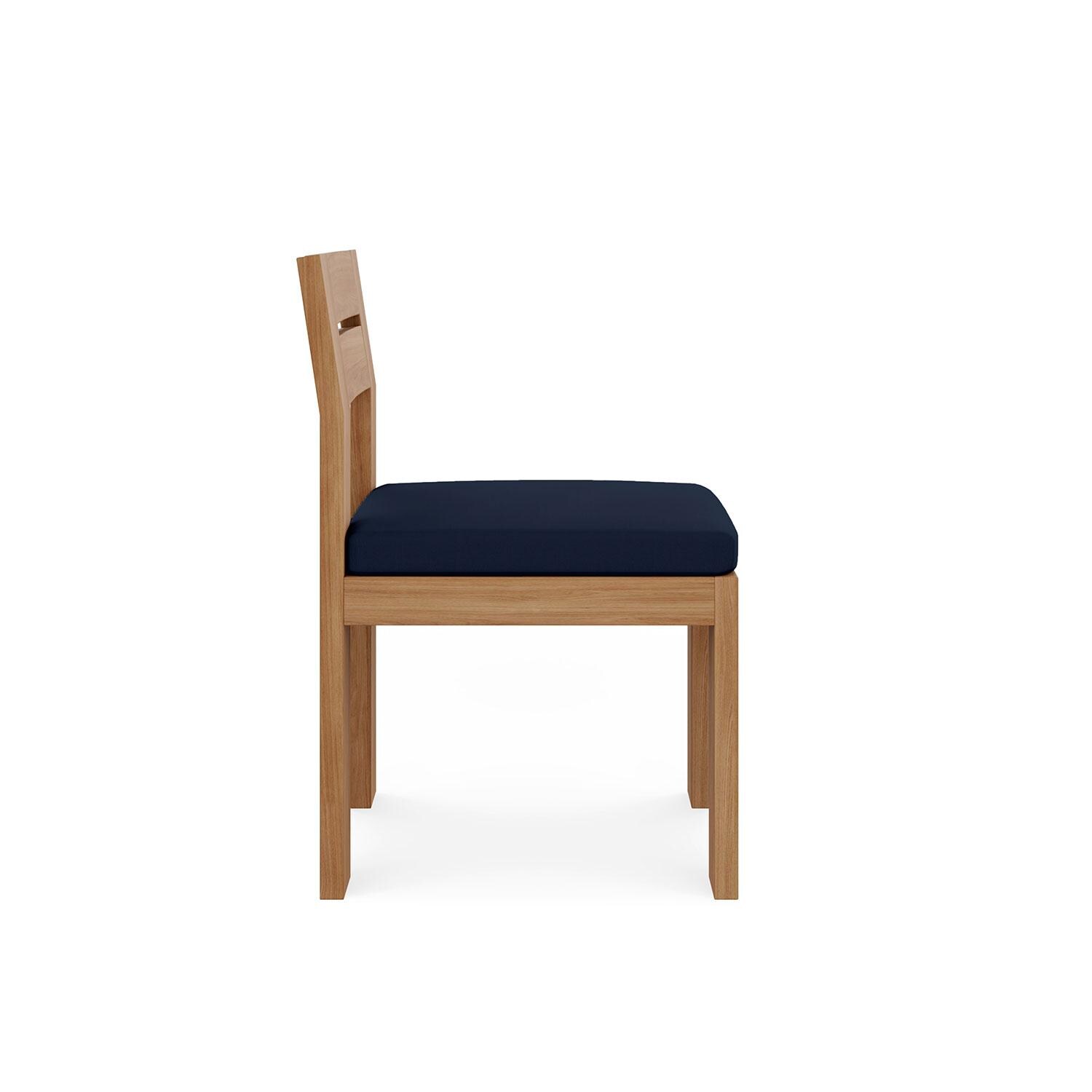 Bellawood Teak Dining Side Chair in Indigo by Lakeview Outdoor Designs - Side View - White Background thumbnail