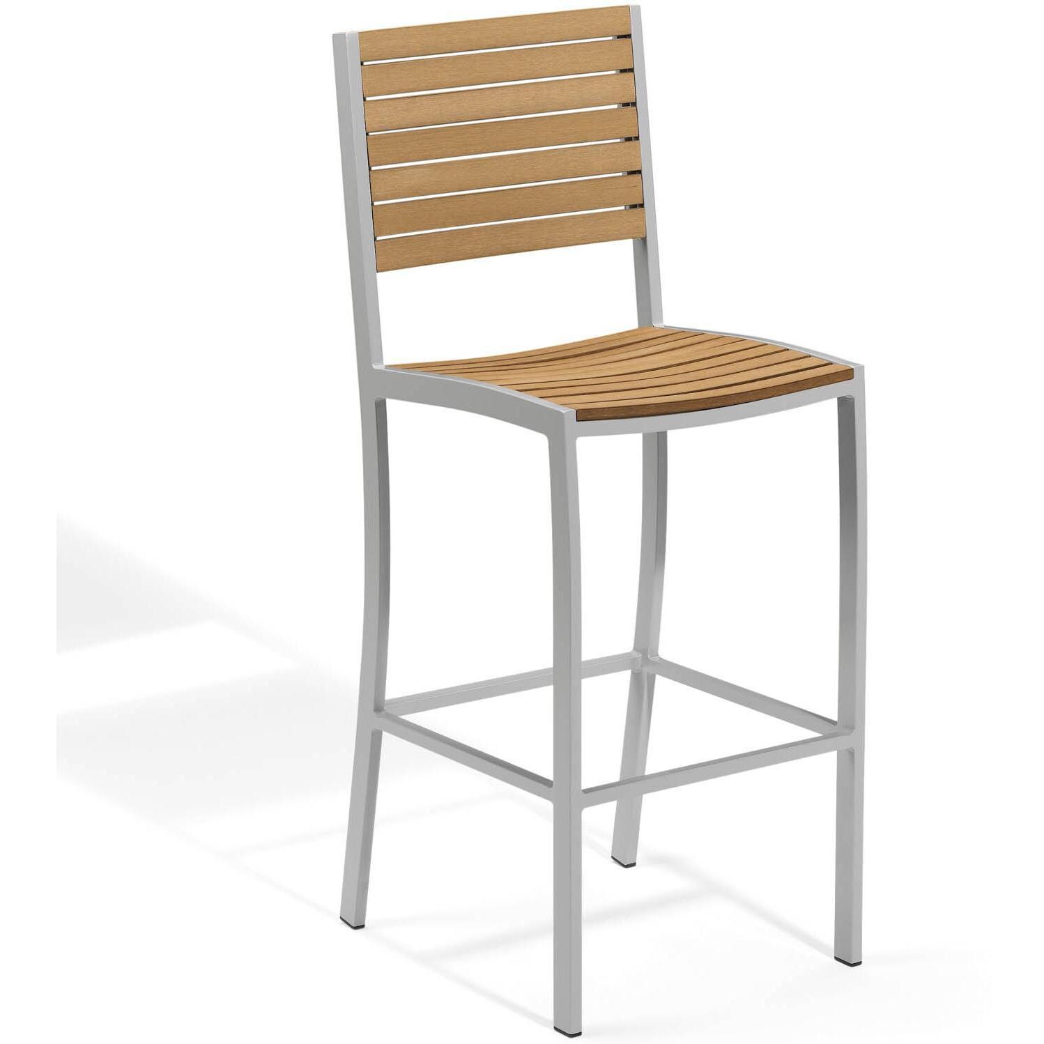 Travira Aluminum Patio Bar Chair W/ Natural Tekwood Seat thumbnail
