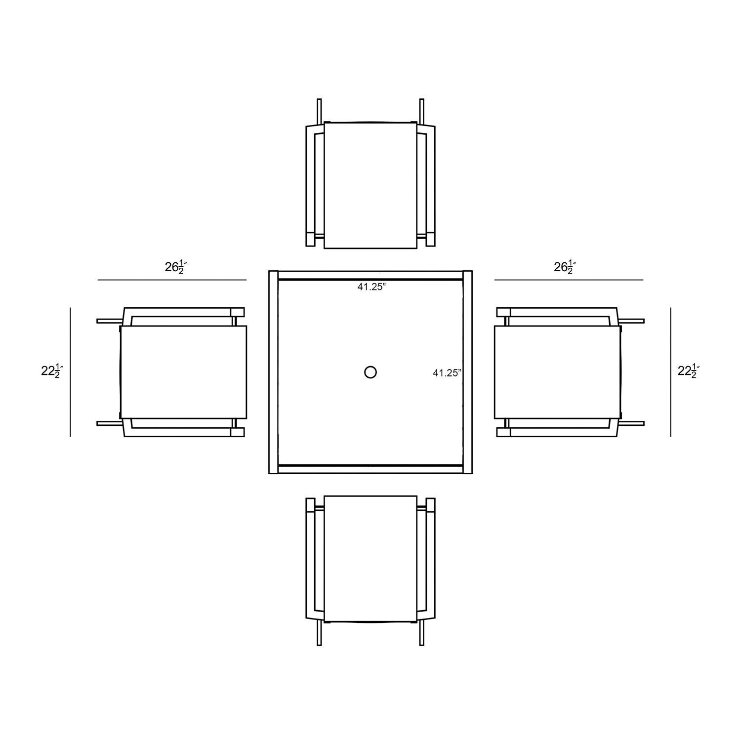 Spring Bay 5 Piece Dining Set in Black - Top View - Dimensional thumbnail