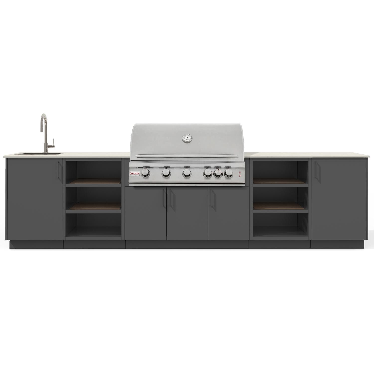 Urban Bonfire B-Twilight-42-Blaze-Danae-Anthracite Twilight 40 Outdoor Kitchen w/ Blaze Premium LTE Natural Gas Grill, Sink, Danae Countertop & Anthracite Finish - White Background thumbnail