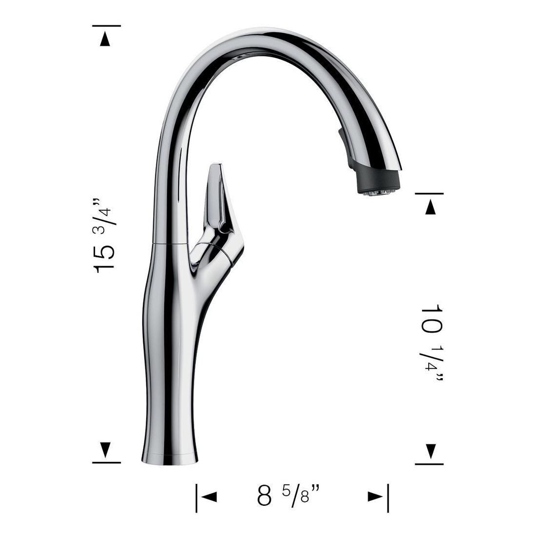 Blanco 526401 Artona Pull-Down Dual Spray - Coal Black - Dimensional thumbnail