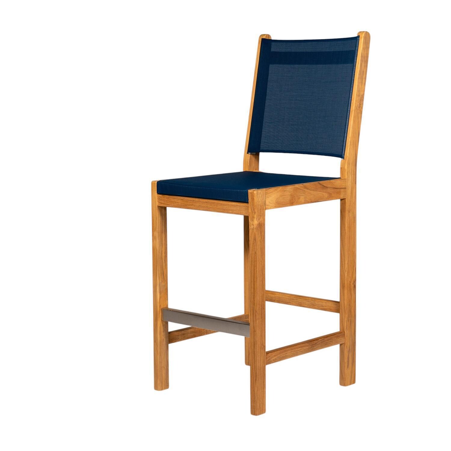 Royal Teak Collection Legacy 5 Pc Teak Bar Set in Navy - Bar Stool - White Background thumbnail