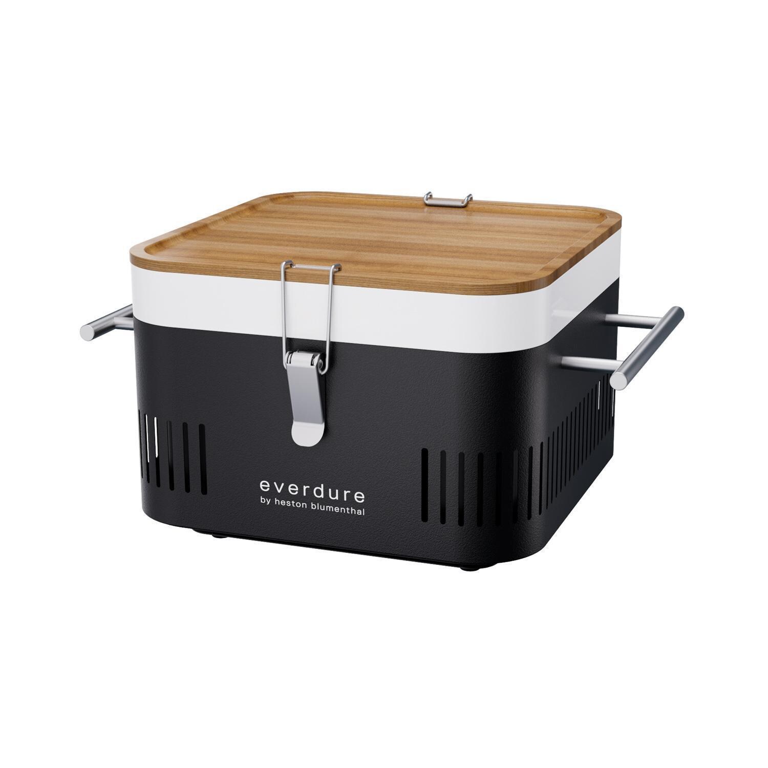 Everdure HBCUBEBUS Everdure CUBE 17-in Portable Charcoal Grill - Black - HBCUBEBUS - Angled - White Background thumbnail