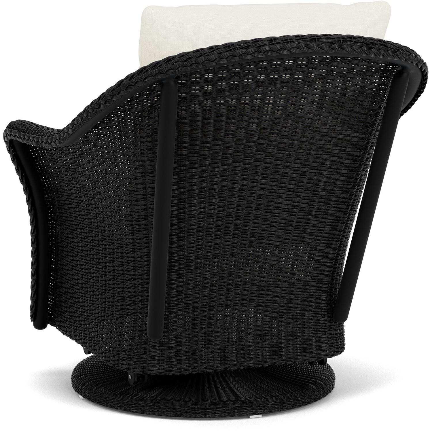 Lloyd Flanders Weekend Retreat Swivel Glider Lounge Chair in Ebony Finish W/ Sailcloth Salt Fabric - Back Left thumbnail