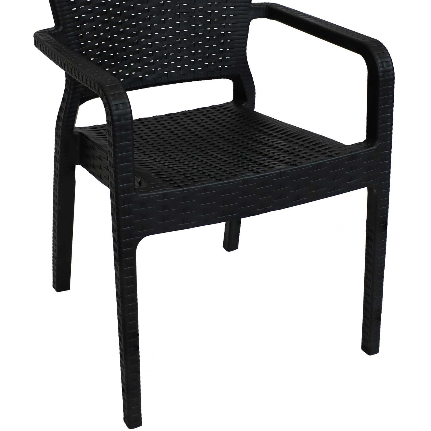 Ultimate Patio Plastic Stackable Arm Chair - Black - Seat Detail thumbnail