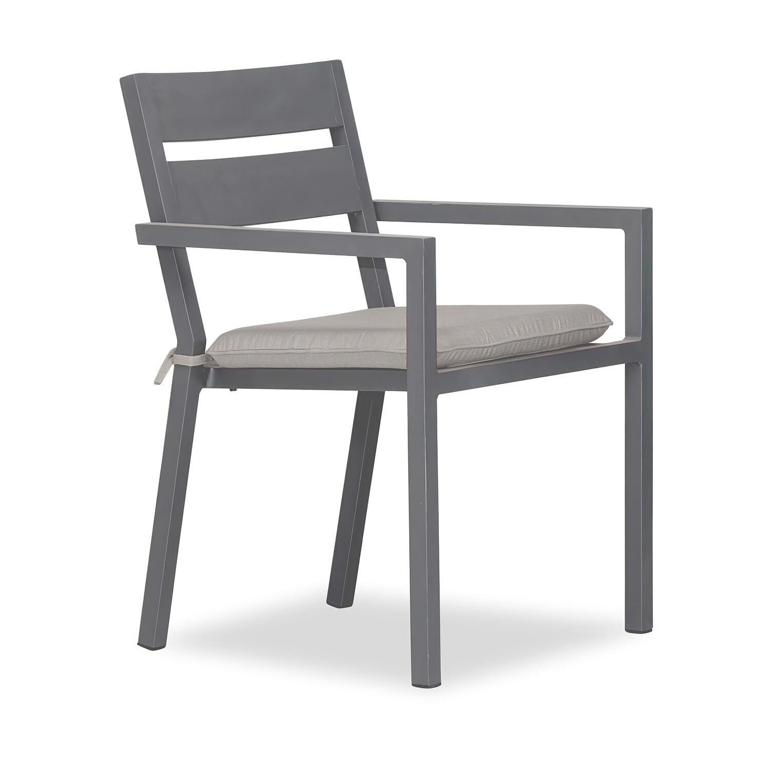 Calm Bay Aluminum Dining Arm Chair in Slate/Cast Silver by Lakeview Outdoor Designs - White Background thumbnail