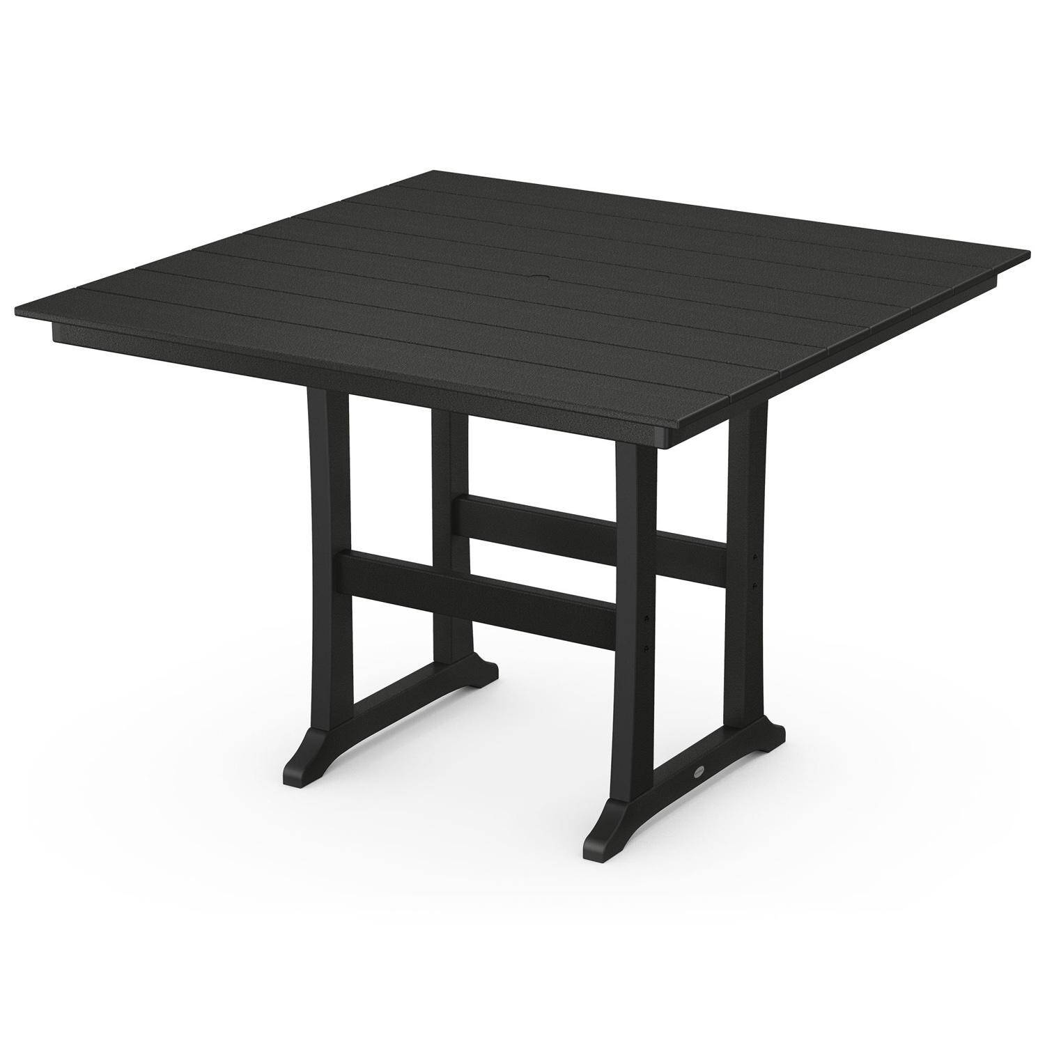 POLYWOOD 59-Inch Farmhouse Trestle Bar Table - Black