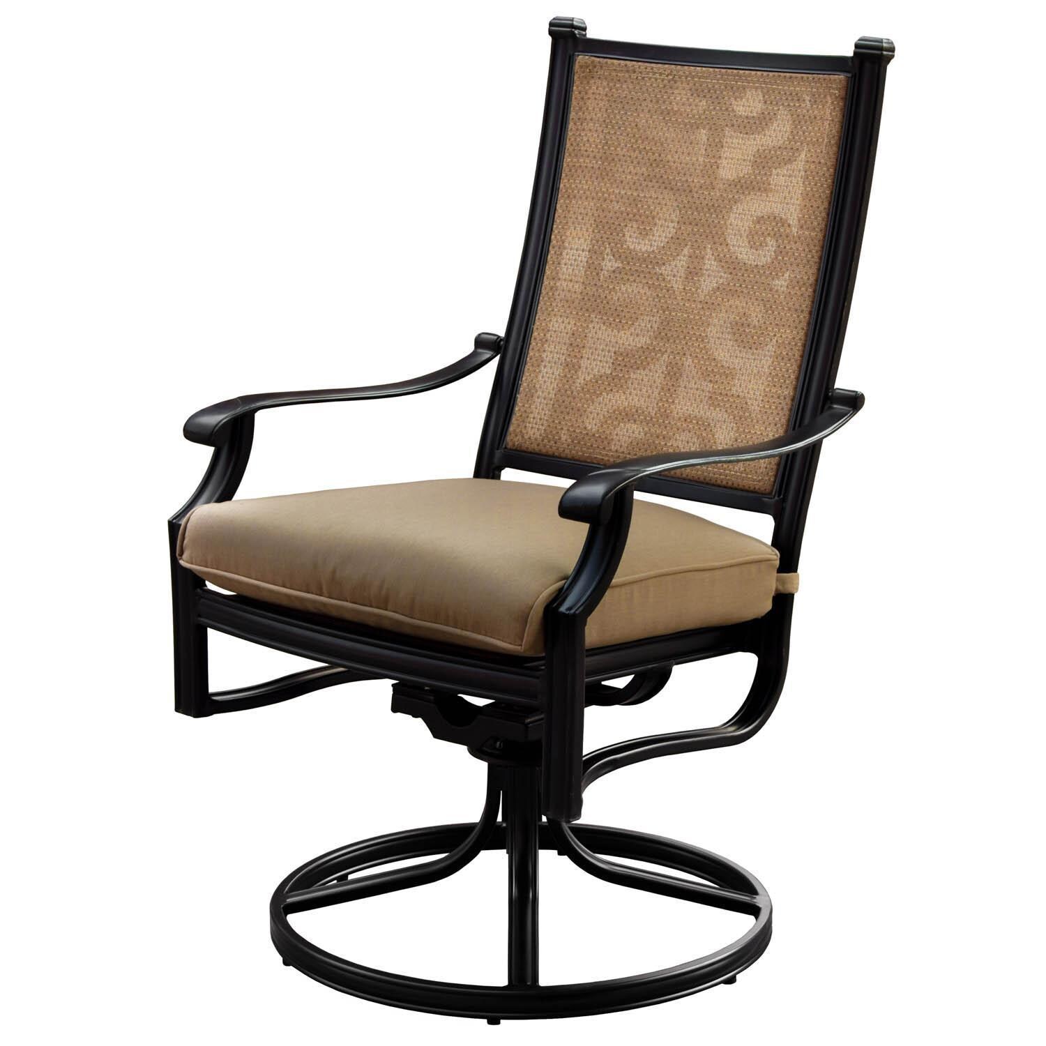 Bocage Sling Patio Swivel Rocker Dining Chair W/ Sunbrella Heather Beige Cushion thumbnail