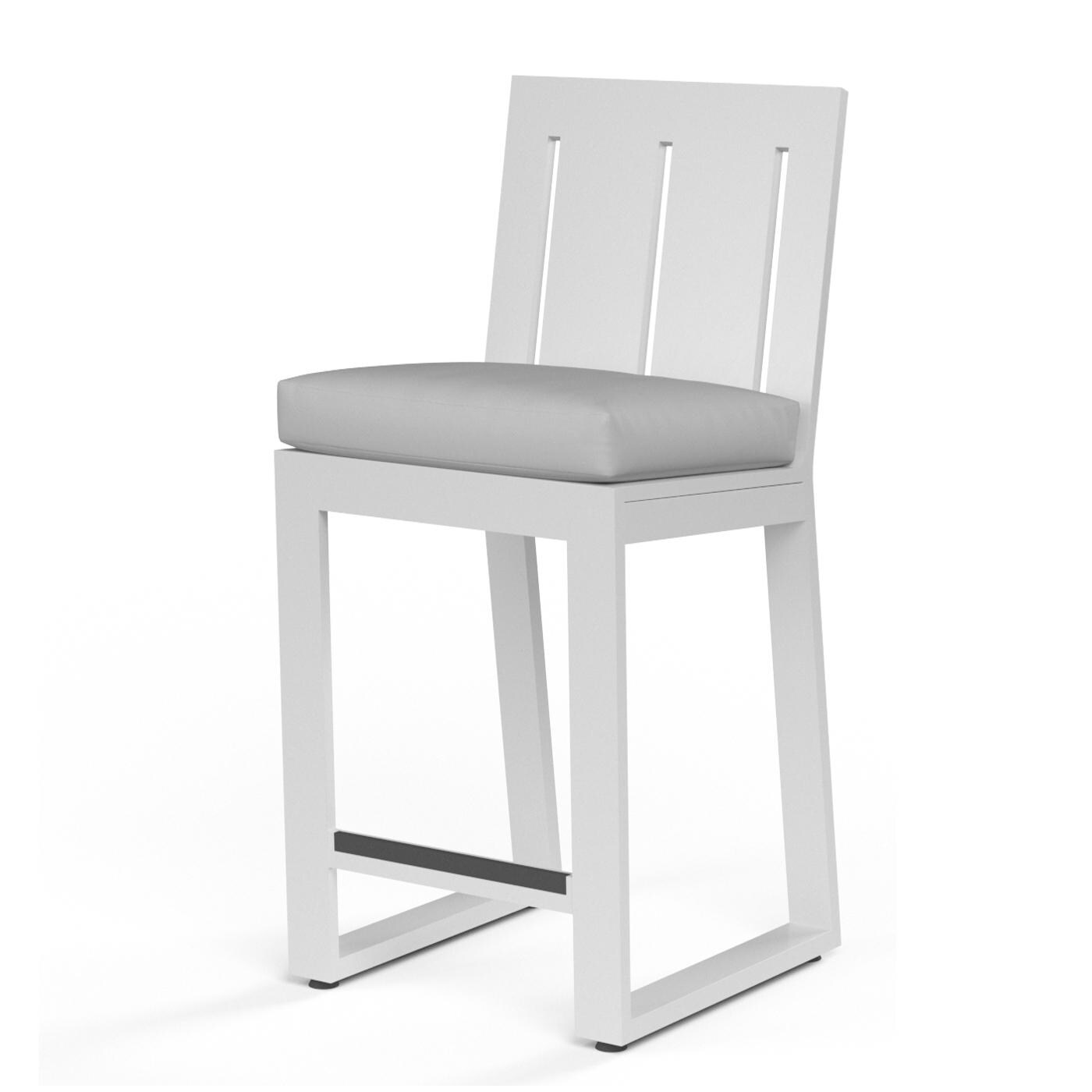 Sunset West - 4801-7B-40433 - Newport Aluminum Patio Barstool W/ Sunbrella Cast Silver Cushions thumbnail