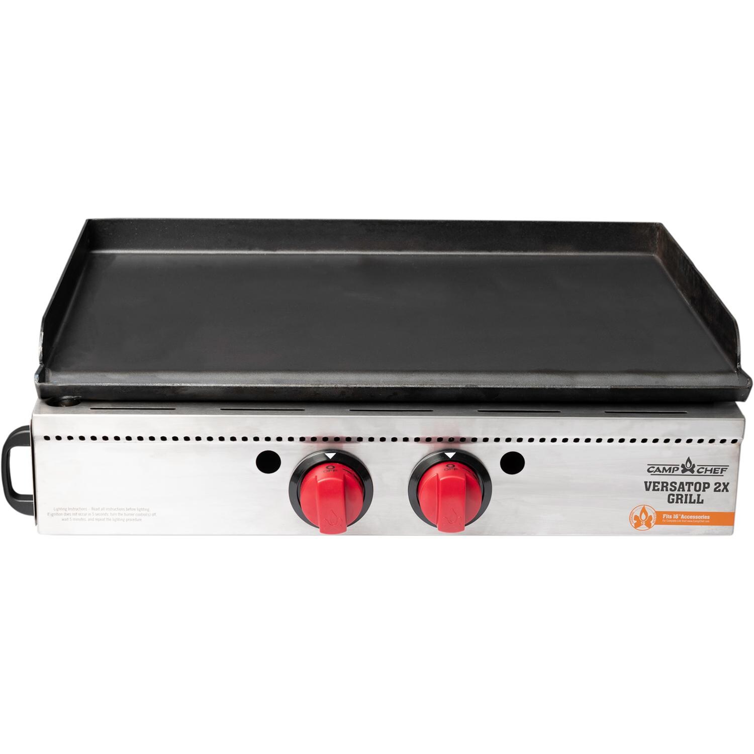 Camp Chef FTG400 VersaTop 2X Two Burner Portable Flat Top Propane Gas Grill - Front thumbnail