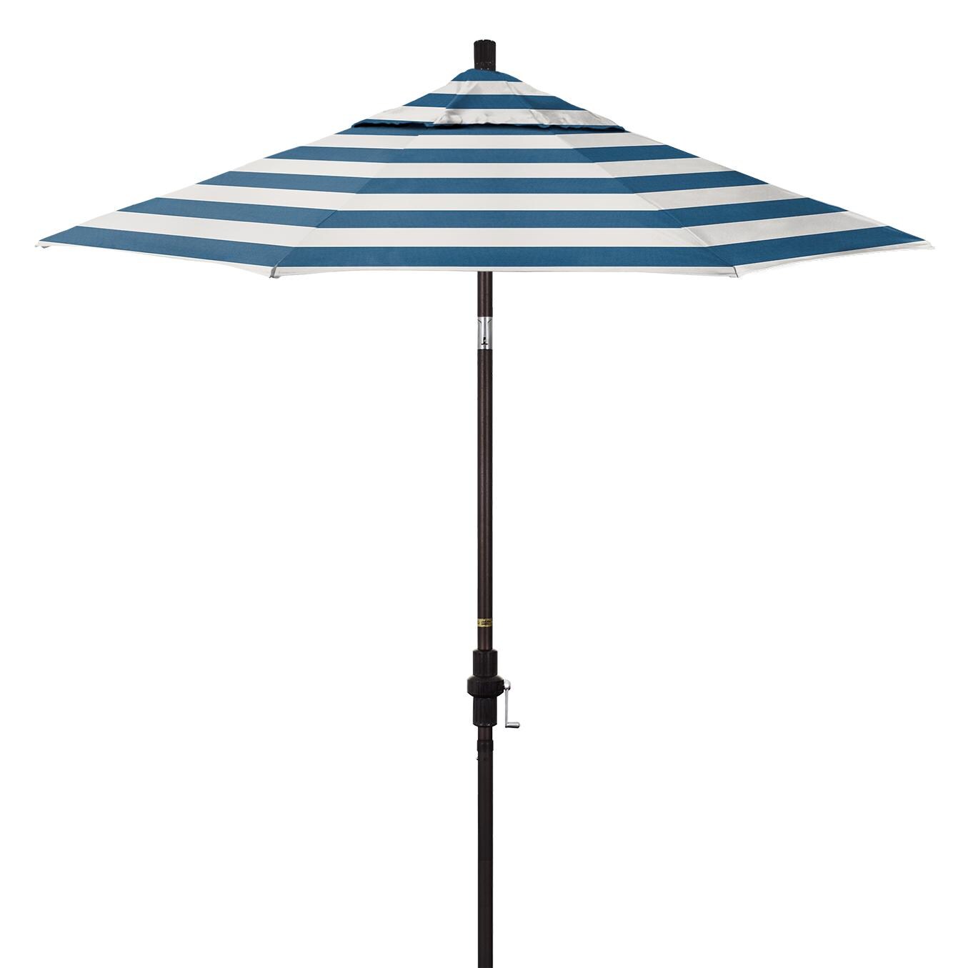 California Umbrella Sun Master Series 7.5 Ft Octagonal Aluminum Collar Tilt Patio Umbrella W/ Crank Lift & Fiberglass Ribs - Bronze Frame / Sunbrella Cabana Regatta Canopy thumbnail