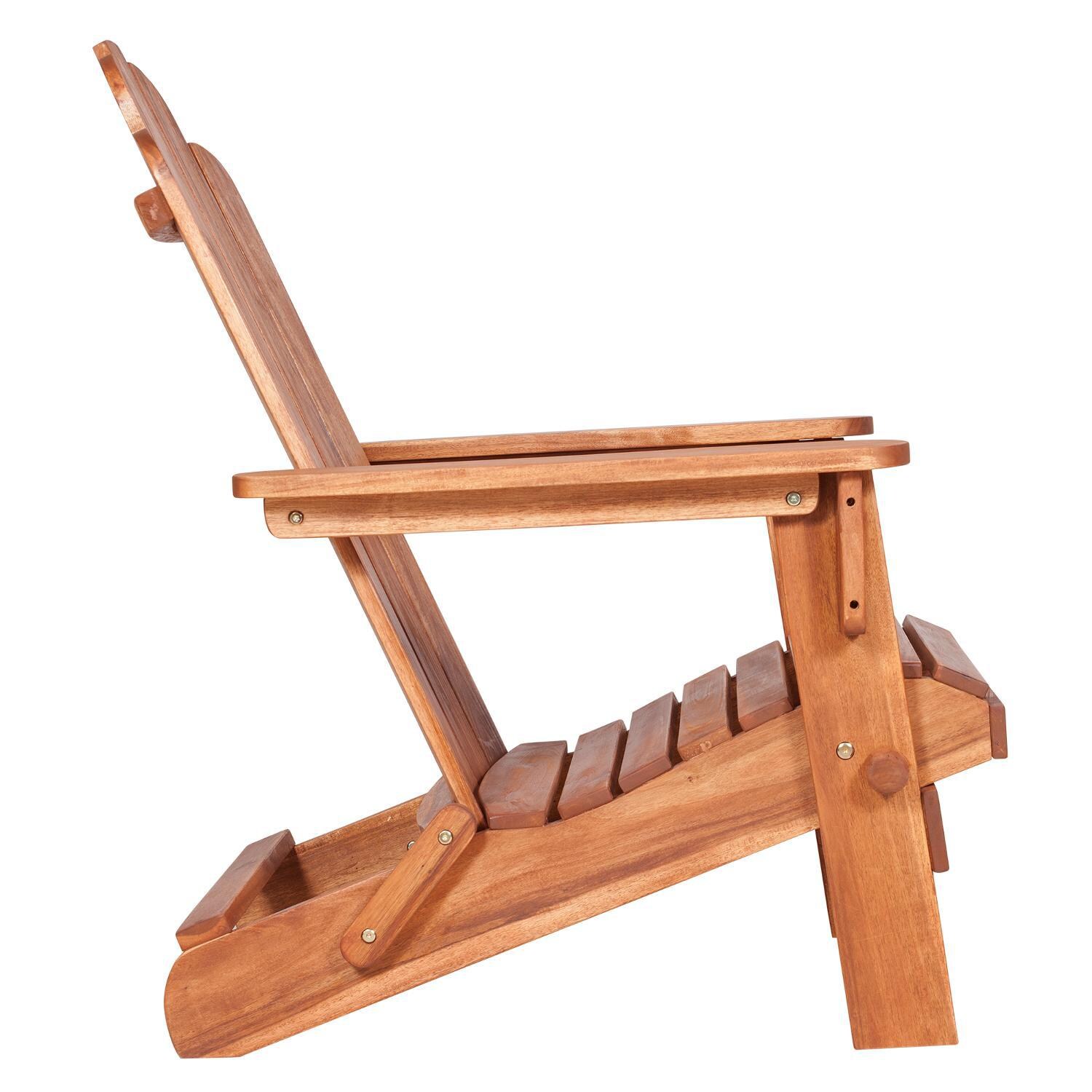 Ultimate Patio Folding Acacia Patio Adirondack Chair - Brown - Side View thumbnail