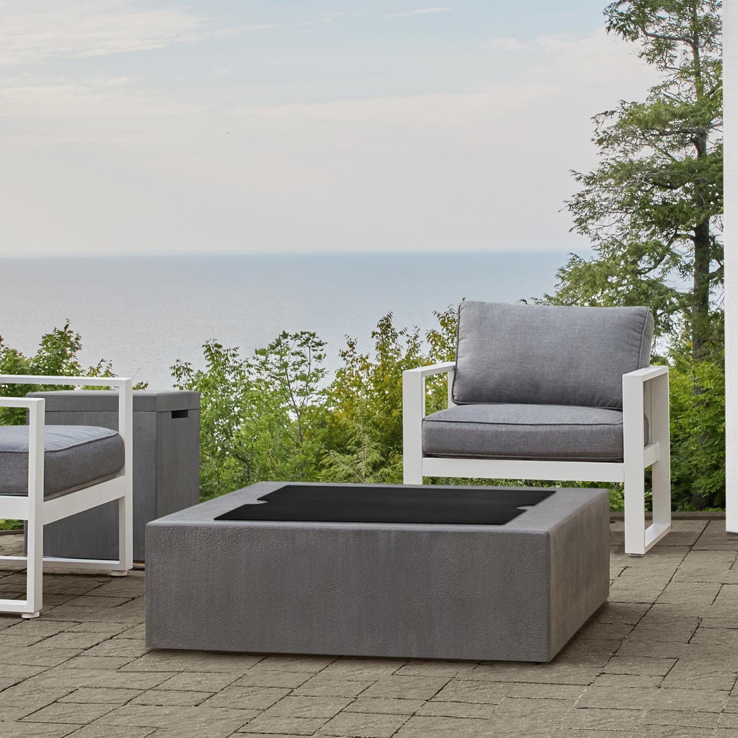 BBQGuys Signature 25 Inch Square Aluminum Fire Table Lid - Fits 40-Inch Olliewood Fire Tables - Black - 350-BK