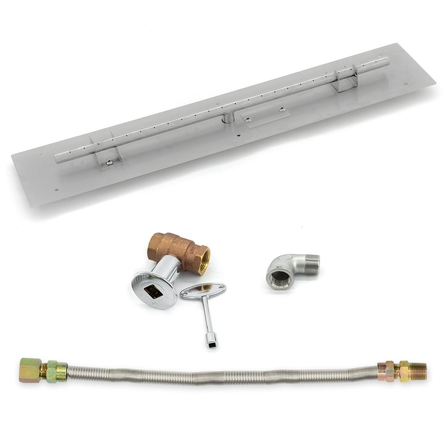 BBQGuys Signature 30-Inch Flat Linear Pan W/ 25-Inch Natural Gas T-Burner & Connection Kit image