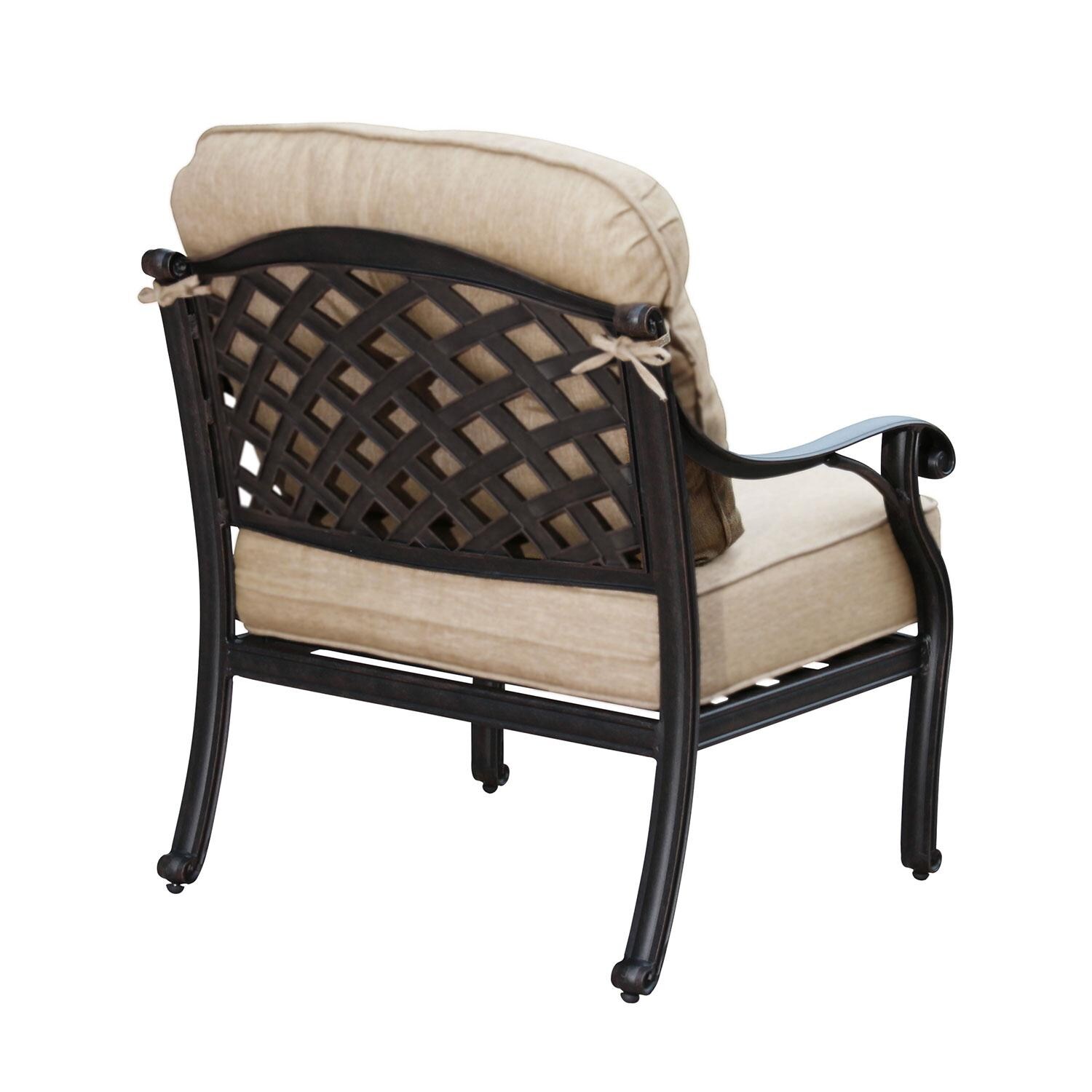 Darlee B/DL603-4PC-60BP Nassau 4 Piece Cast Aluminum Patio Conversation Set W/ 42 X 21 Inch Coffee Table & Beige Canvas Cushions - Chair Back Detail thumbnail