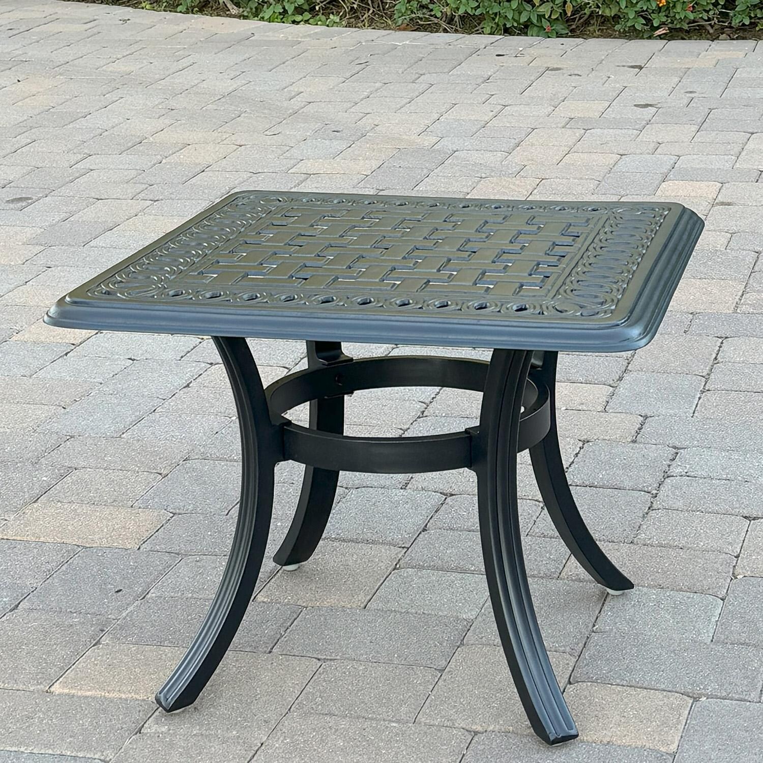 Darlee Series 88 24-in Cast Aluminum End Table in Antique Bronze - Side View - Lifestyle thumbnail