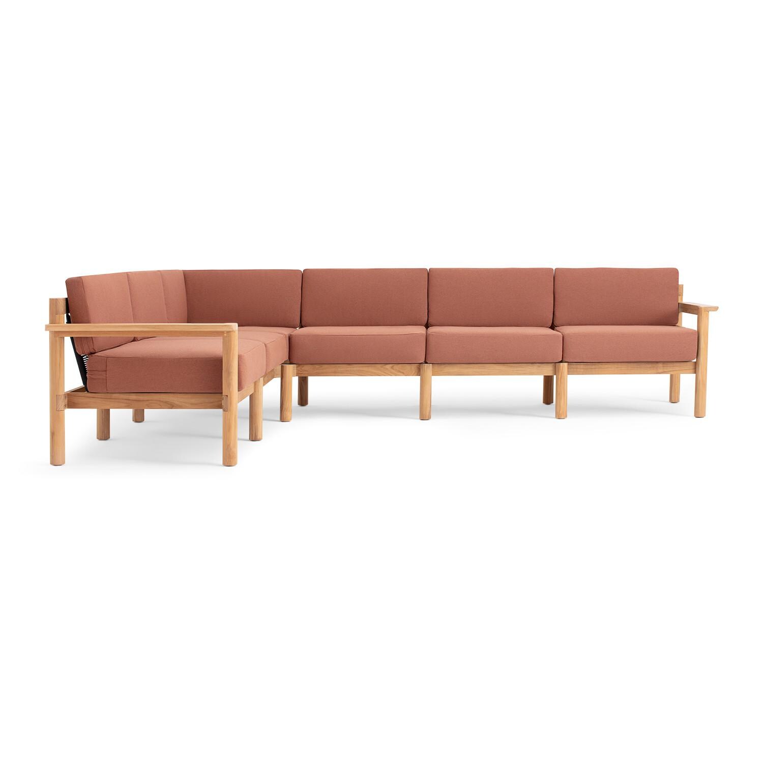 Neighbor HVN-SECT6-RU-2 6 Piece Sectional W/ Teak Arms - Front View thumbnail