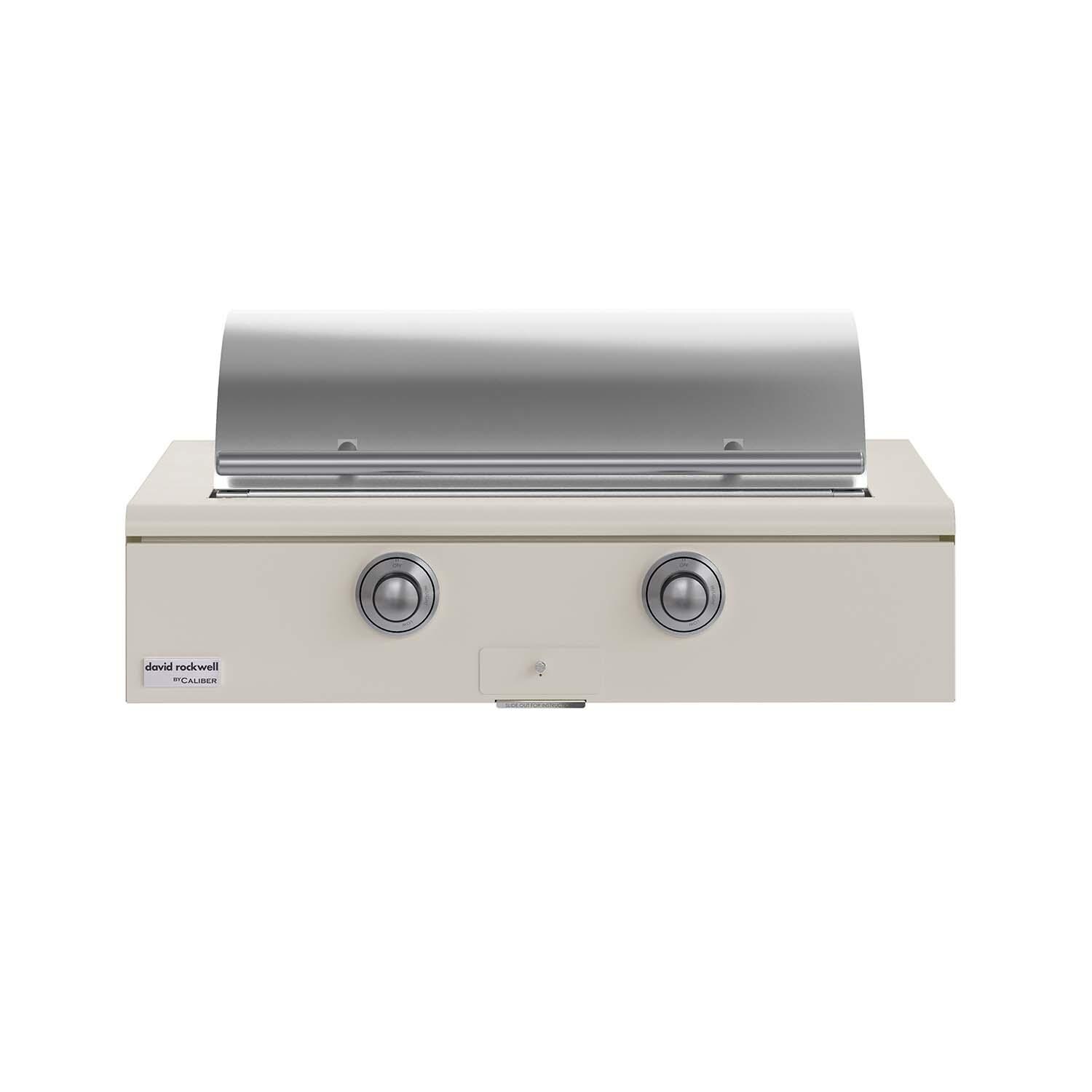Caliber CRG-42BN00-A-050-H04 42-in Natural Gas Built-In Rockwell Grill - Antique White w/ Stainless Steel Hardware - Lid Closed - White Background thumbnail