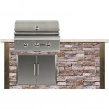Coyote Ready-To-Assemble 6 Ft Outdoor Kitchen Island With 34-Inch C-Series Natural Gas Grill (Ships As Propane With Conversion Fittings) - Stacked Stone/Brown Terra - RTAC-G6-SB-C2C34NG