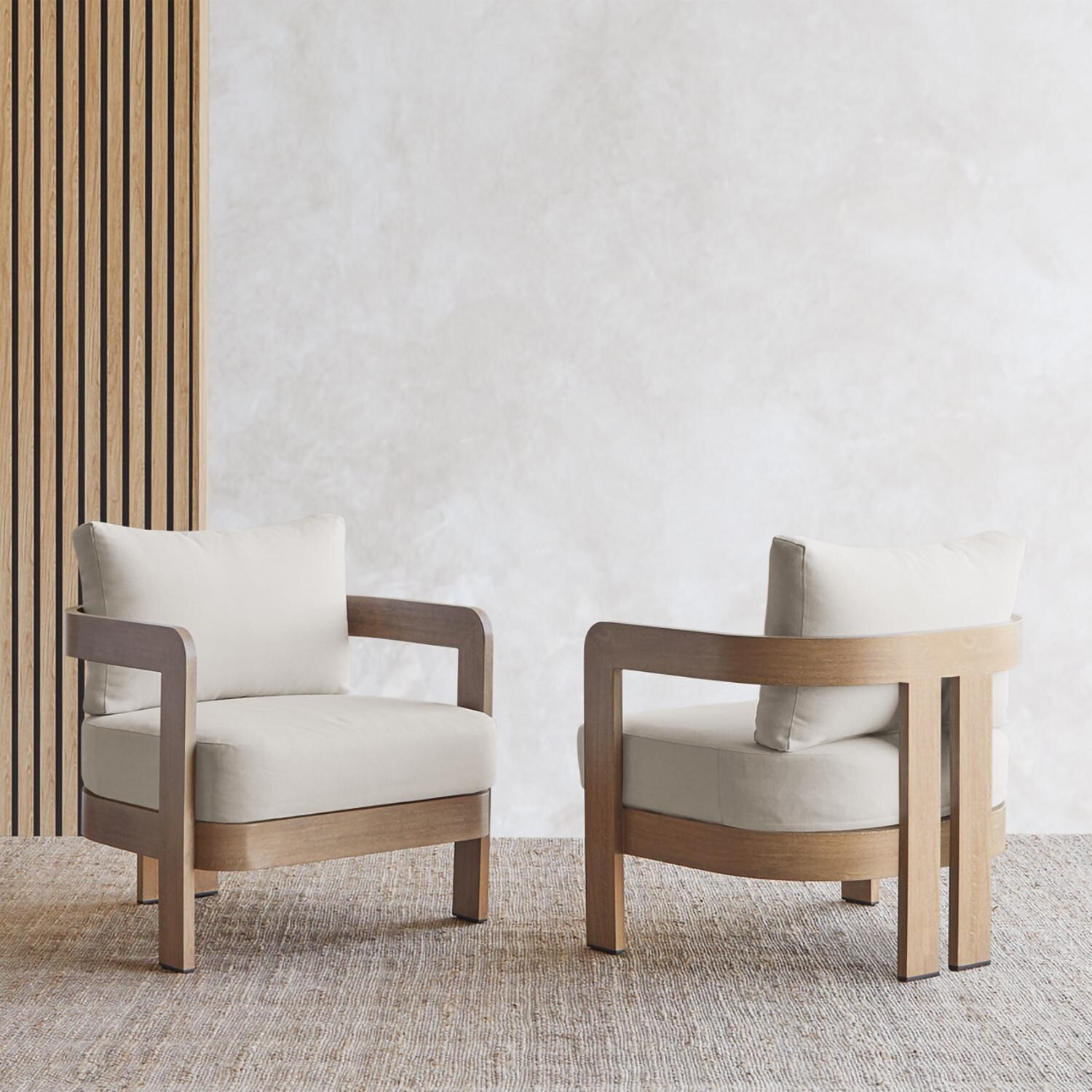 Lakeview Outdoor Designs SC13095-WDLK Bocage Metal Club Chair in Weathered Lakewood w/ Cushions - Two Chairs on the Patio - Lifestyle thumbnail