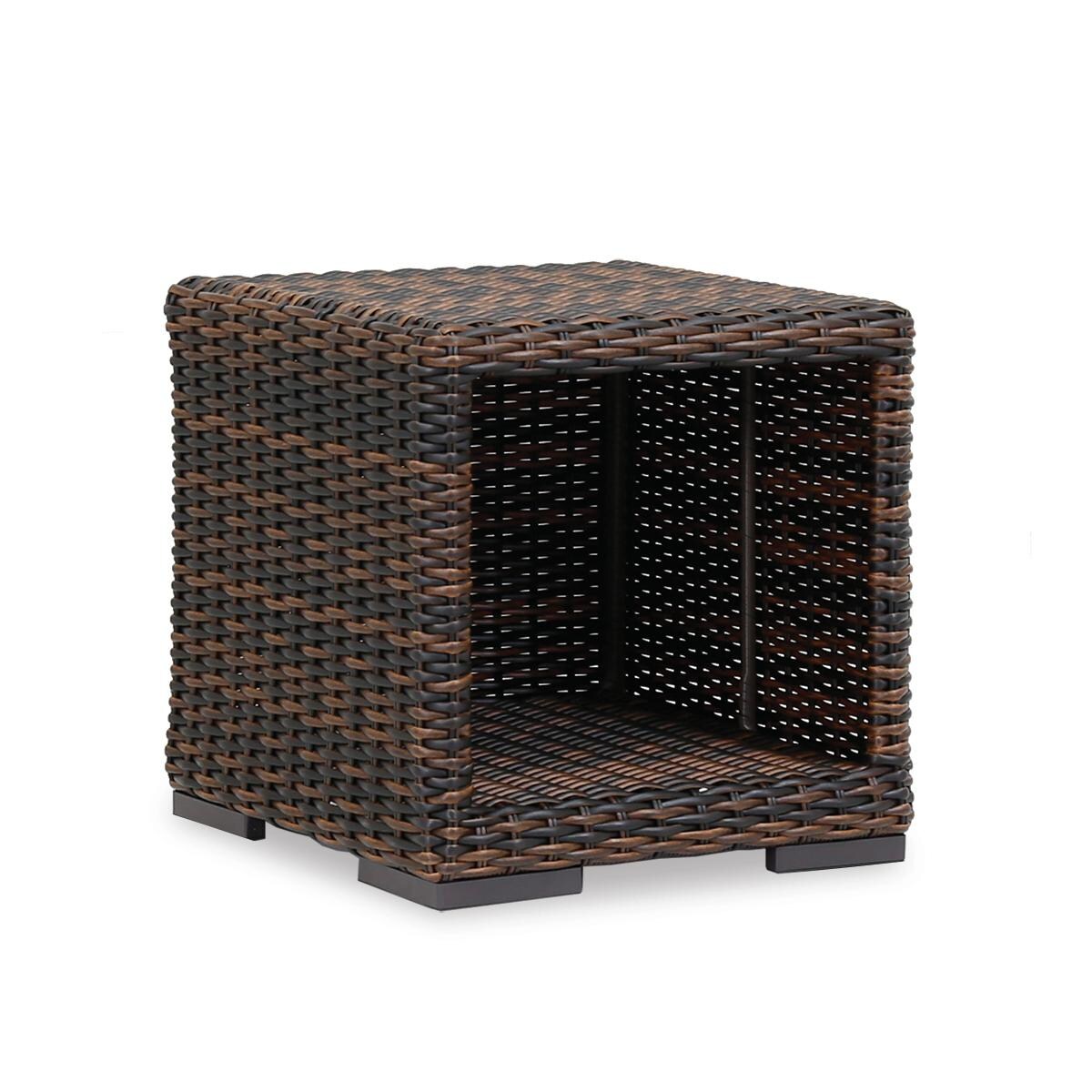 Sunset West - Montecito 2 Piece Resin Wicker Patio Chaise Set W/ End Table & Sunbrella Canvas Flax Cushions - Montecito 22-Inch Square Patio End Table thumbnail