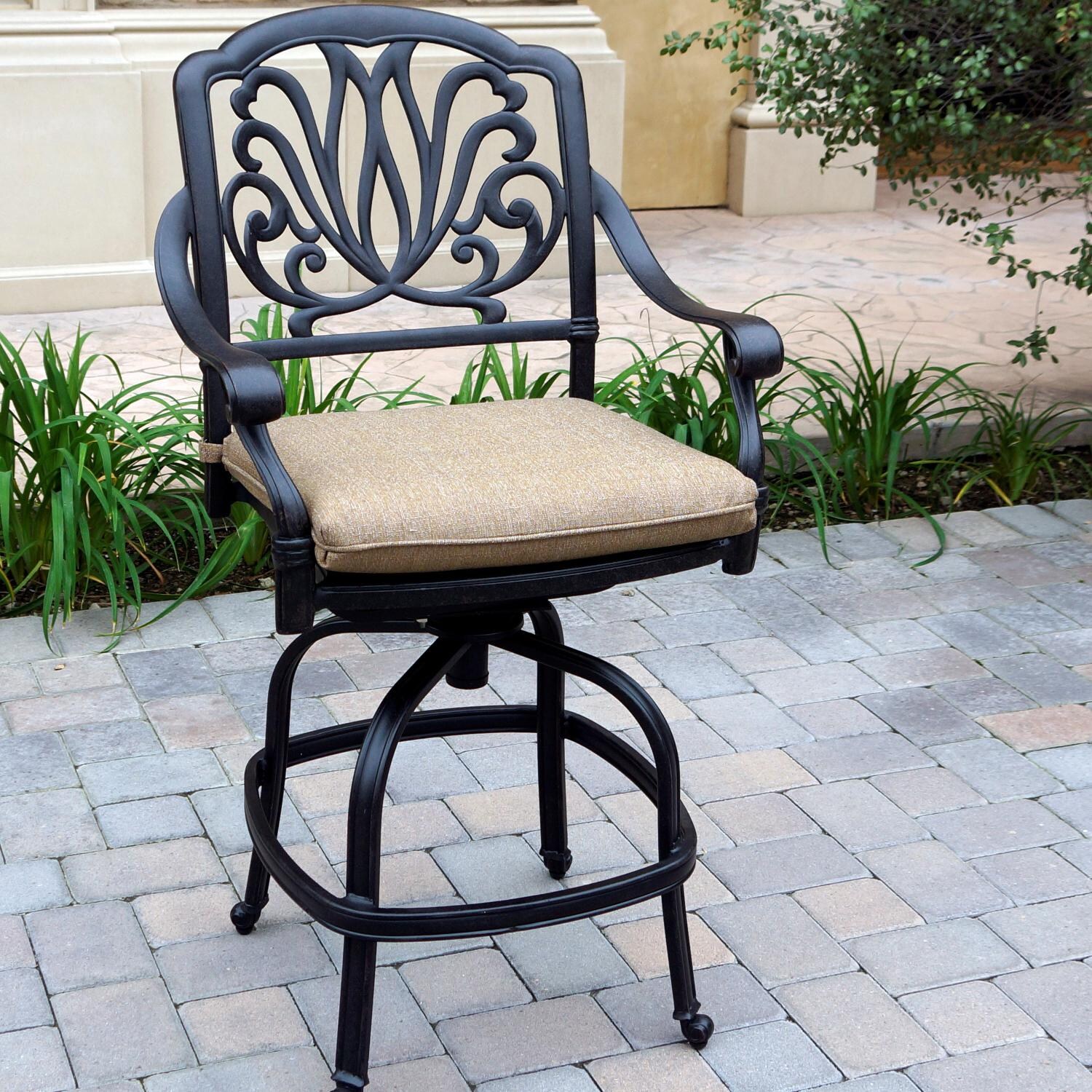 Elisabeth Aluminum Patio Counter Height Swivel Bar Stool W/ Sesame Cushion By Darlee thumbnail