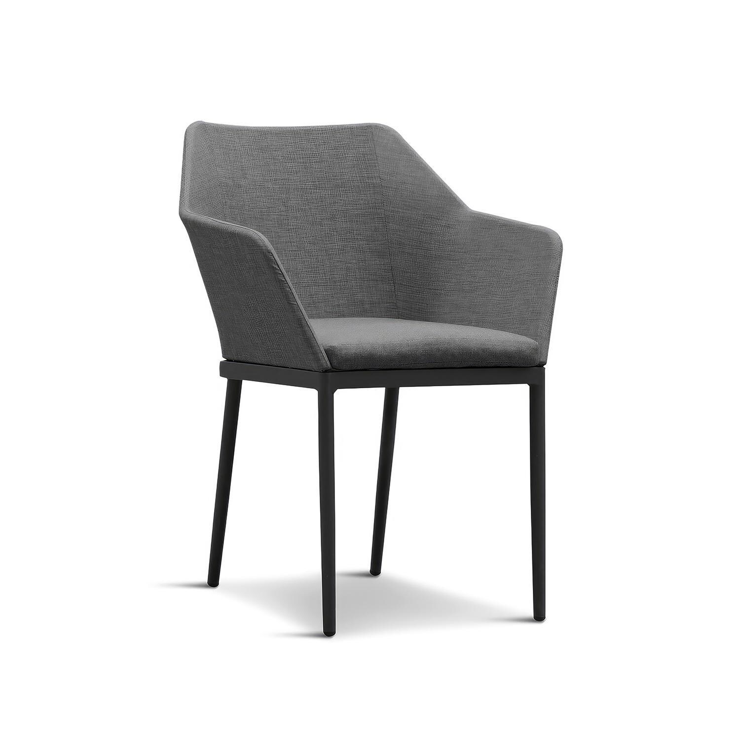 Starlook Bay Aluminum Dining Arm Chair in Slate by Lakeview - Front Angle - White Background thumbnail