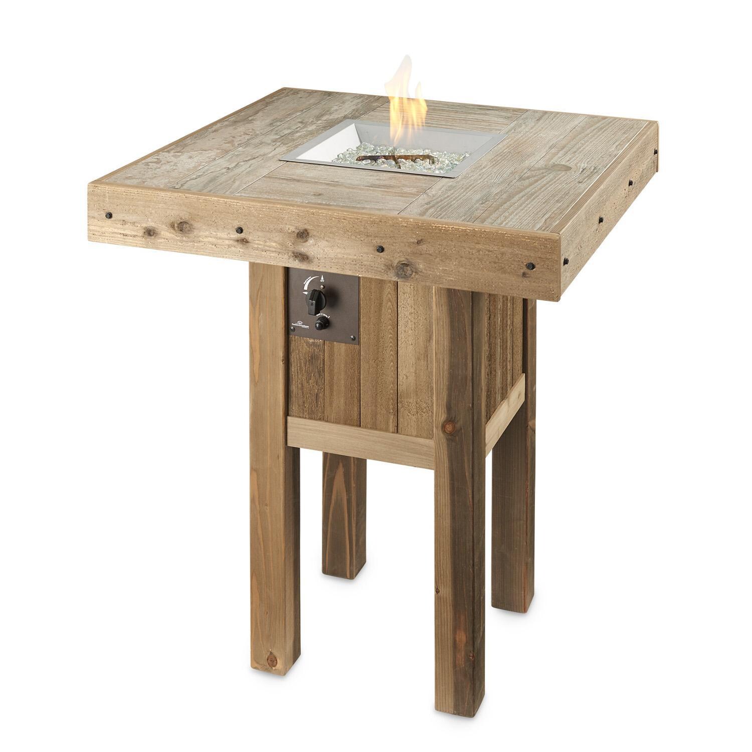 The Outdoor GreatRoom Company Westport Square Pub Height Gas Fire Pit Table with 16-Inch Crystal Fire Burner - Flame thumbnail