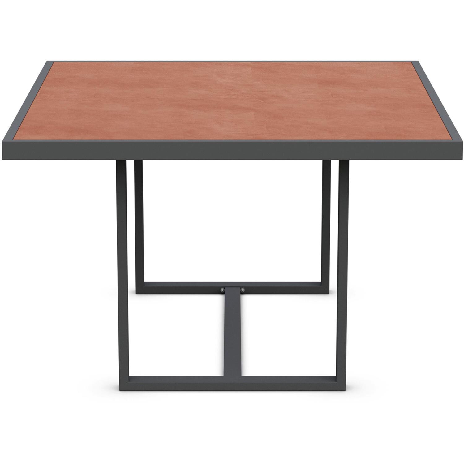 Azzurro Living Pavia 48 Inch Charcoal Aluminum Dining Table W/ Umber Dekton Top - Side - White Background thumbnail