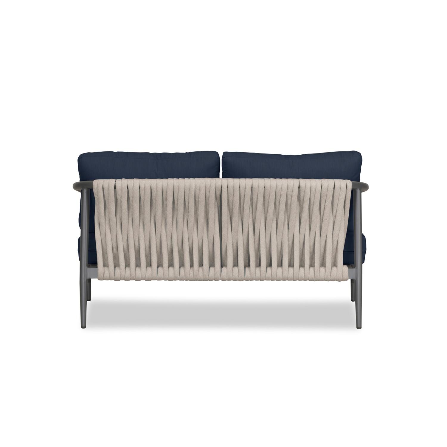 Lakeview Midnight Cove 2 Person Aluminum Loveseat in Slate/Pebble Gray/Spectrum Indigo - Back - White Background thumbnail
