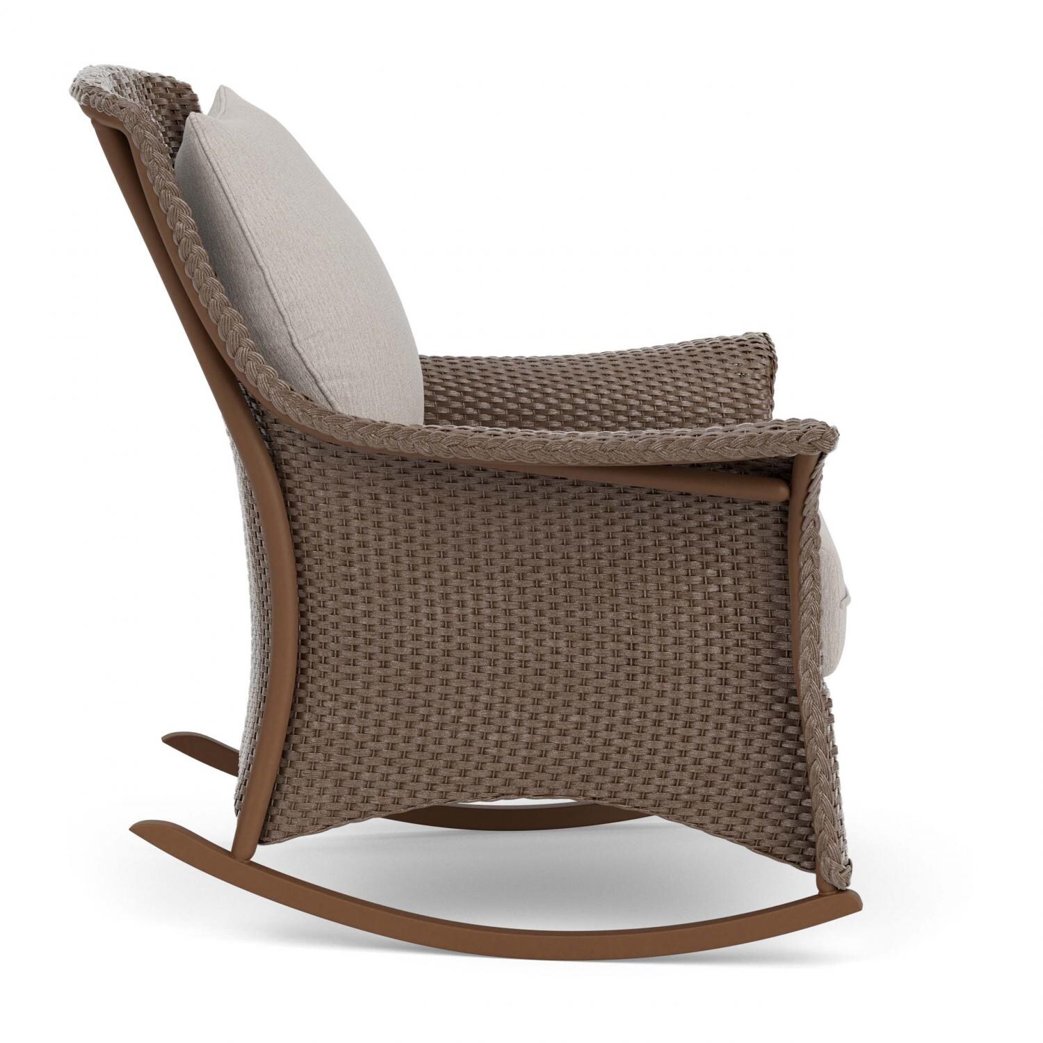 Lloyd Flanders Mandalay Lounge Rocker In Bark Finish With Remy Cloud Fabric - Side thumbnail