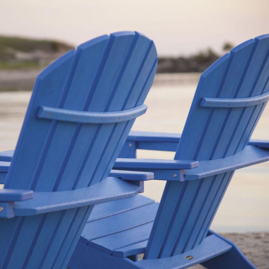 POLYWOOD South Beach 4 Piece Patio Adirondack Set - Pacific Blue thumbnail