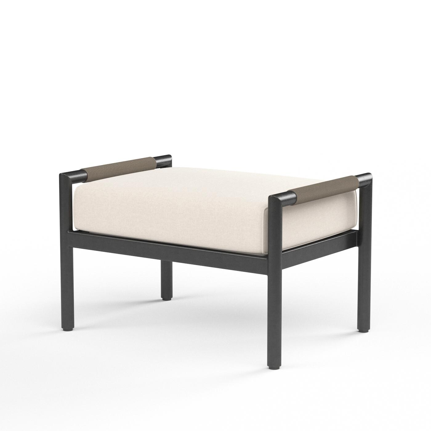 Pietra Woven Rope Ottoman in Graphite/Echo Ash by Sunset West