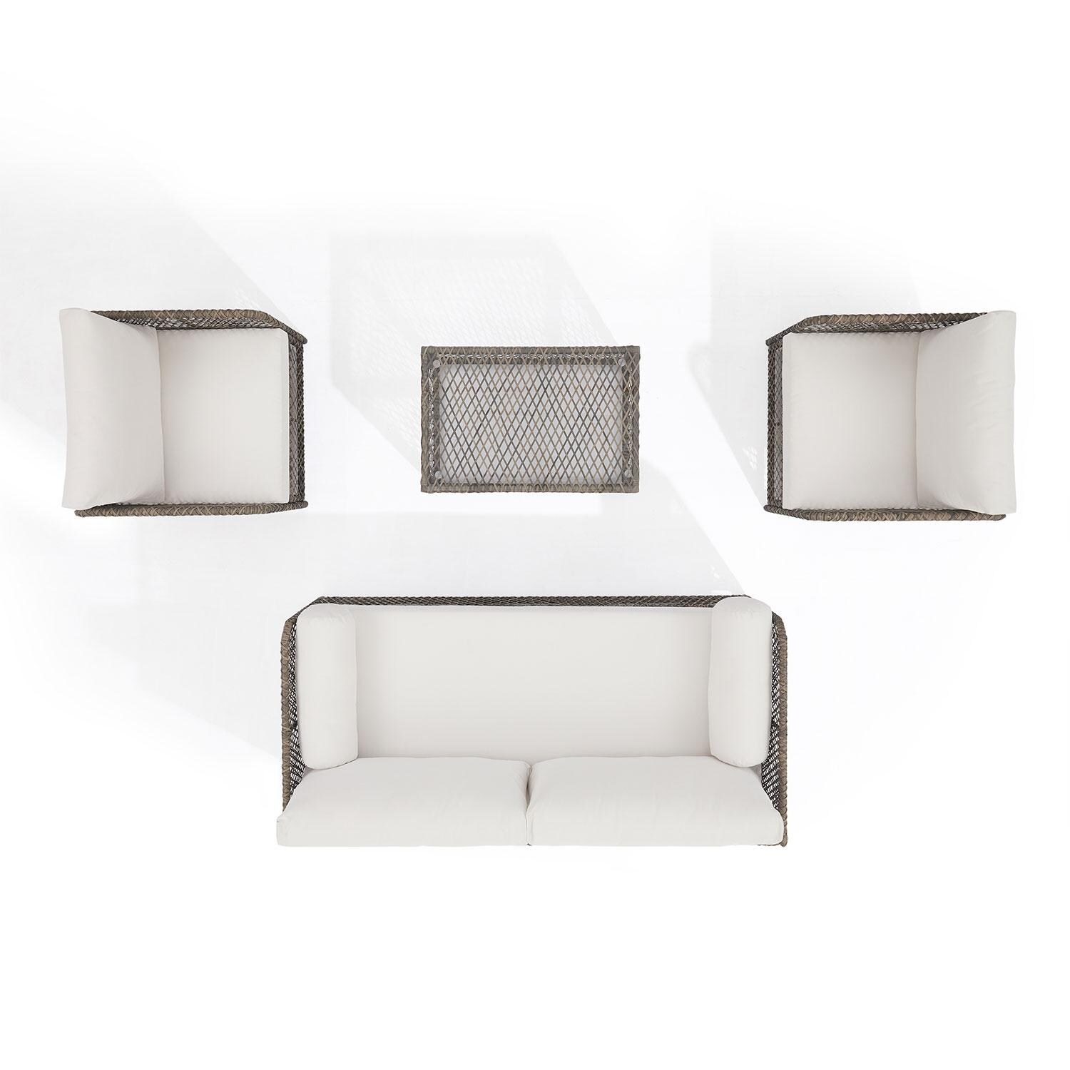 WestCay 4Pc Wicker Outdoor Sofa Seating Set by Ultimate Patio - Overhead View - White Background thumbnail