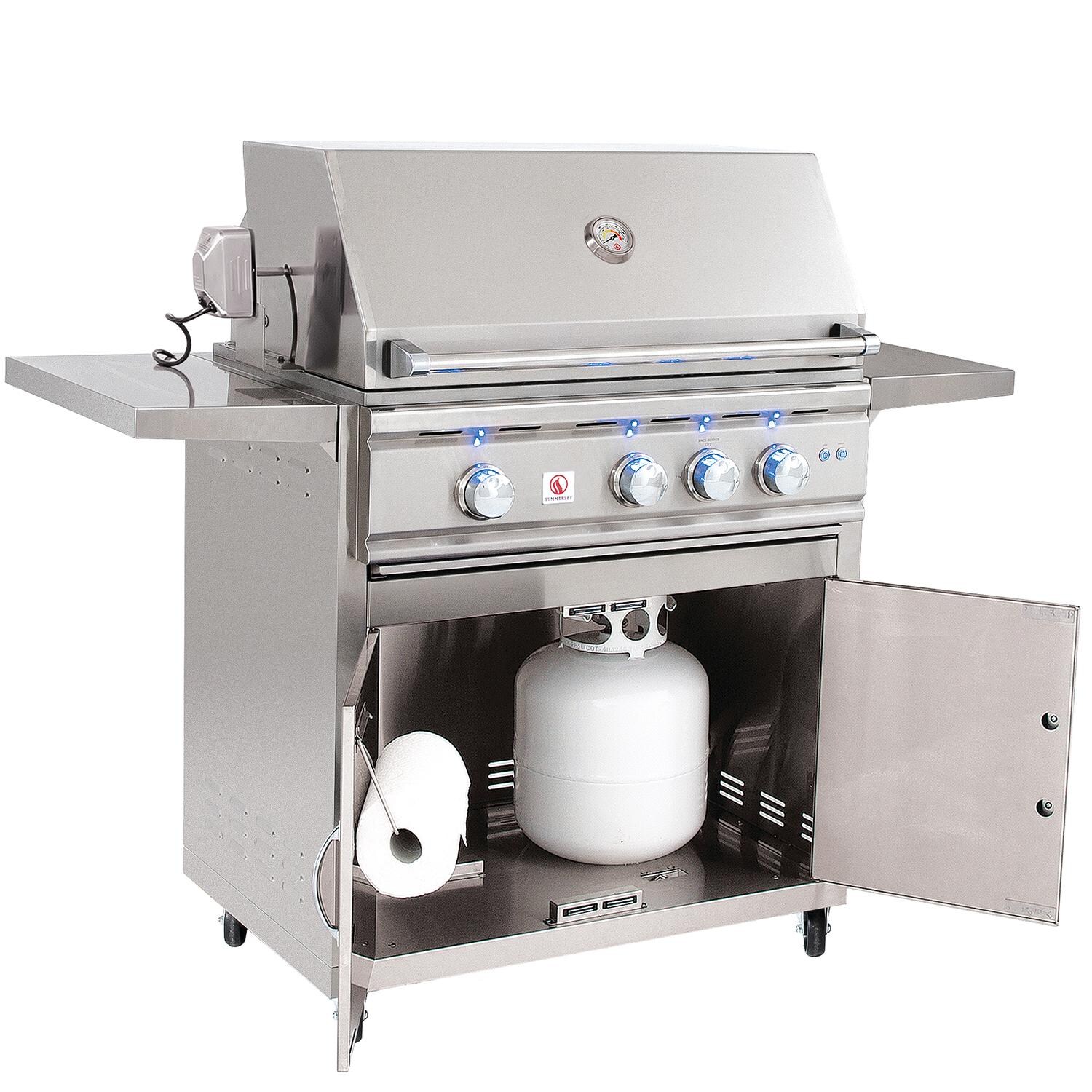 Summerset TRL32-LP TRL 32-Inch 3-Burner Propane Grill With Rotisserie - Doors Open thumbnail