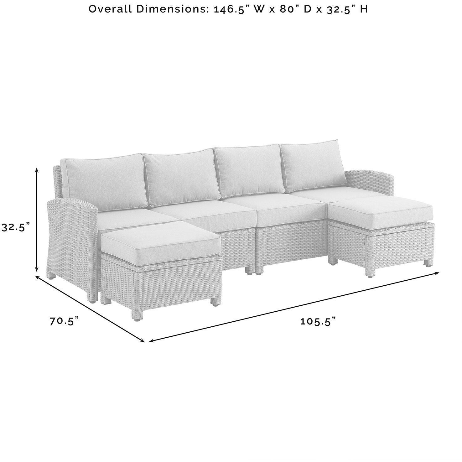 Ultimate Patio UP-92420WB-SG 4Pc Wicker Outdoor Sectional Patio Furniture Set in Sangria - Overall Dimensions - Diagram thumbnail