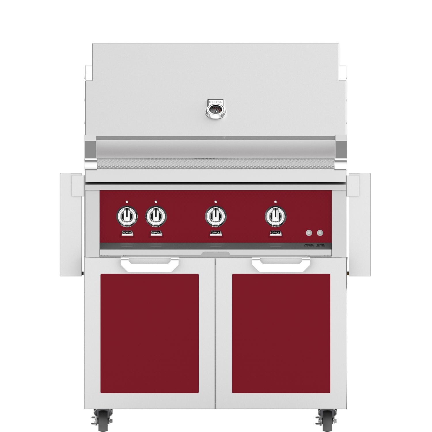 Hestan 36-Inch Freestanding Propane Gas Grill W/ All Infrared Burners & Rotisserie On Double Door Tower Cart - Tin Roof - GSBR36-LP-BG thumbnail