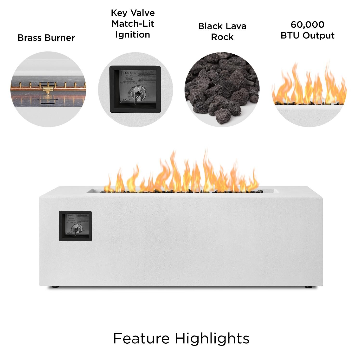 Olliewood 60-in Rectangular Concrete Natural Gas Fire Pit Table in Chalk by BBQGuys Signature - Features - Detail thumbnail