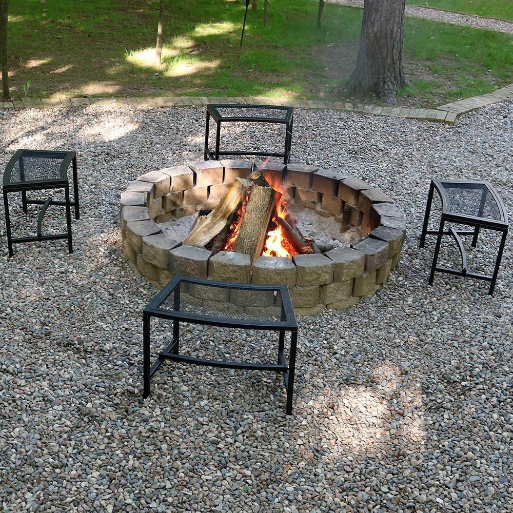Ultimate Patio Black Mesh Patio Fire Pit Bench - 4 Benches - Around the Fire Pit - Lifestyle thumbnail
